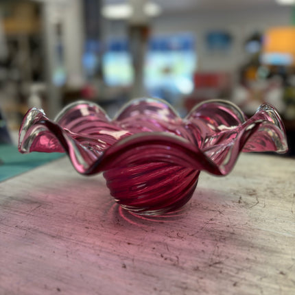 Cranberry Glass Rossi Bowl