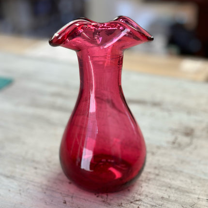 Cranberry Pilgrim Glass Vase