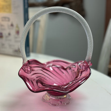 Cranberry Glass Basket