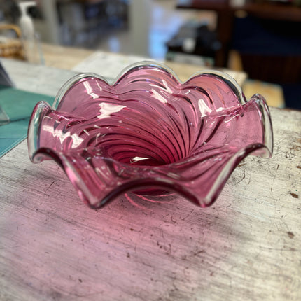 Cranberry Glass Rossi Bowl