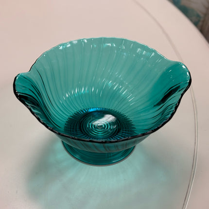 Teal Swirl Pedestal Bowl