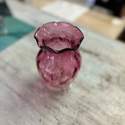 Cranberry Glass Petal Footed Vase