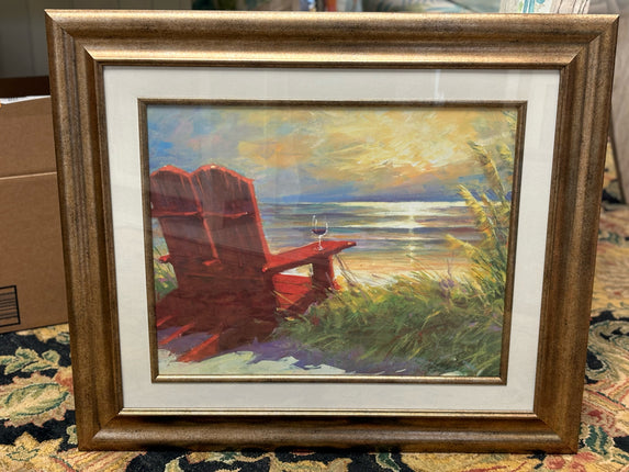 Framed Red Chair Art