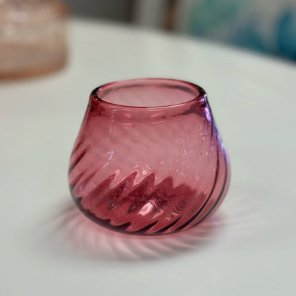 Cranberry Glass Candleholder