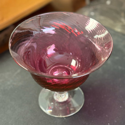 Cranberry Glass Pedestal Bowl